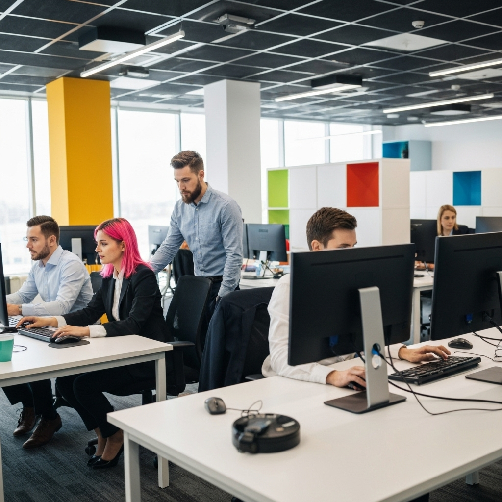 Professional technical support team resolving system errors